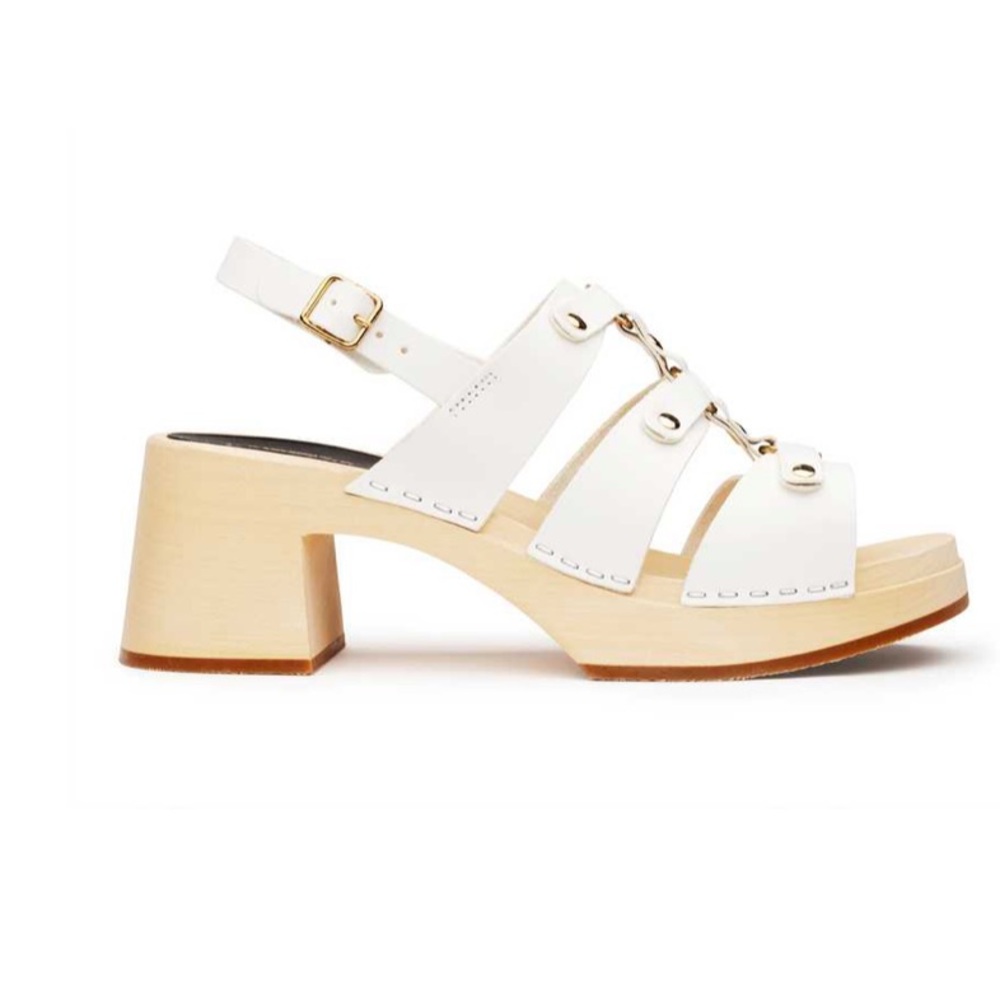 Women's Swedish Hasbeens Handmade Brassy High Sandals Size 38 White Sandals - Picture 3 of 16